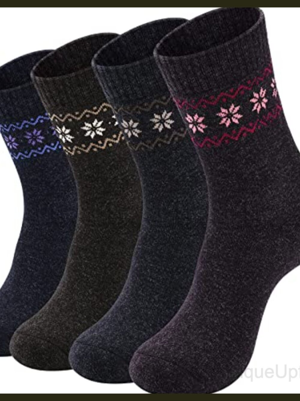 Merino Wool Blend Winter Hiking Socks Thick Knit Warm Crew 4 Pack